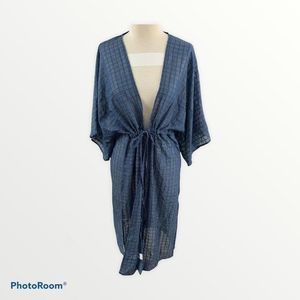 NWT‎ TREASURE & BOND Blue Pinstripe Long Open Tie Cardigan (O/S)